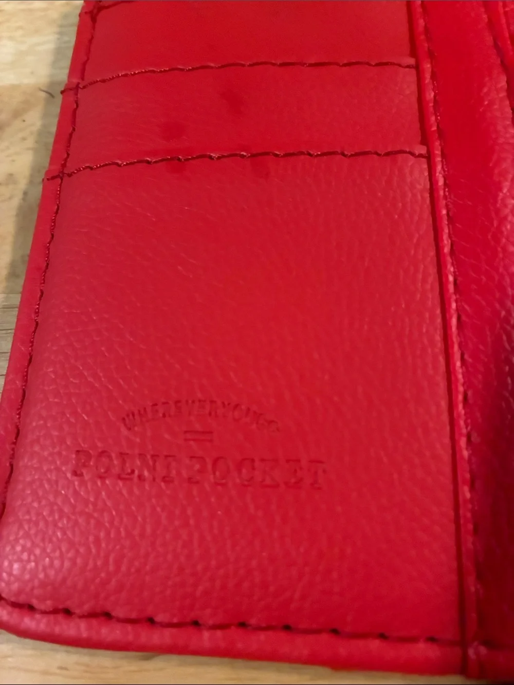 New Without Tags-Red Faux Leather Pouch That Attaches to Car Visor